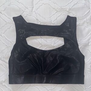 Black Women's Metallic Sports Bra